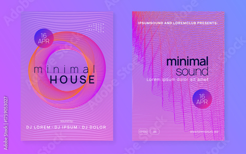 Dance Poster. Discotheque Electro Graphic. Sound Set. Psychedelic Radio Illustration. Violet Fest Banner. Pink Music Design. Festival Cover. Green Dance Poster