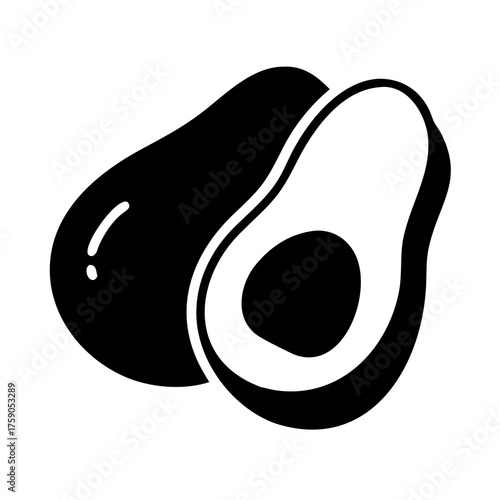 Vector art of silhouette of an avocado, a healthy and nutritious fruit rich in vitamins and fats