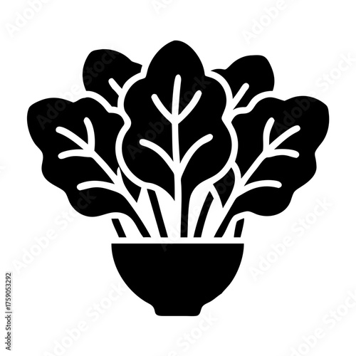 Illustration of a bowl with fresh spinach, a healthy and nutritious vegetable