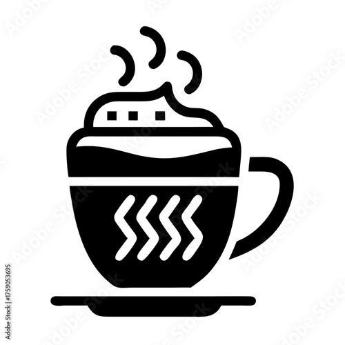Illustration of a cup of coffee with whipped cream, a comforting and delicious beverage