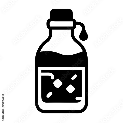 Vector art of syrup bottle icon, depicting a container for sweet liquid flavoring or medicine