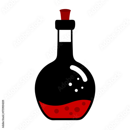 Vector art of apothecary bottle with red liquid, a vintage container for potion or medicine