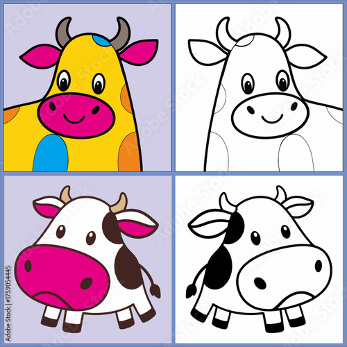 Coloring pictures of cartoon cow