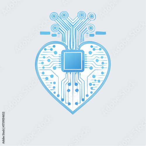 A captivating digital heart illustration portraying advanced technology and futuristic concepts