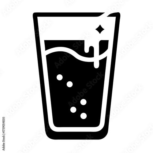 Vector art of refreshing glass of fizzy drink with bubbles, perfect for a hot summer day