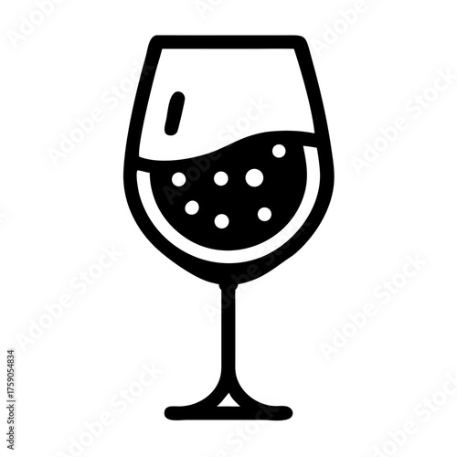 Vector art of elegant wine glass filled with bubbly drink, perfect for celebrations and toasts
