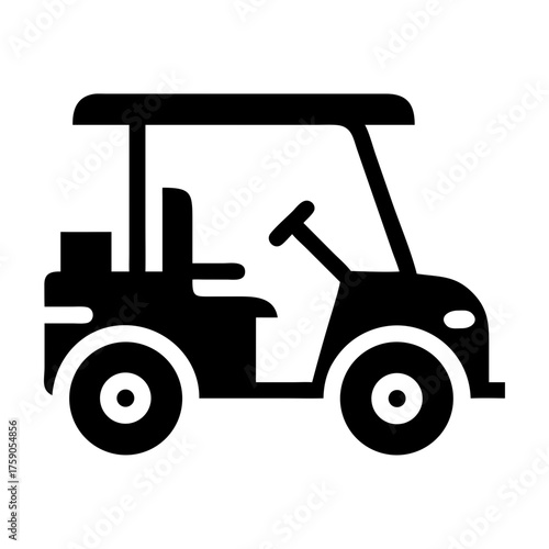 Illustration of a black golf cart, perfect for transportation themes