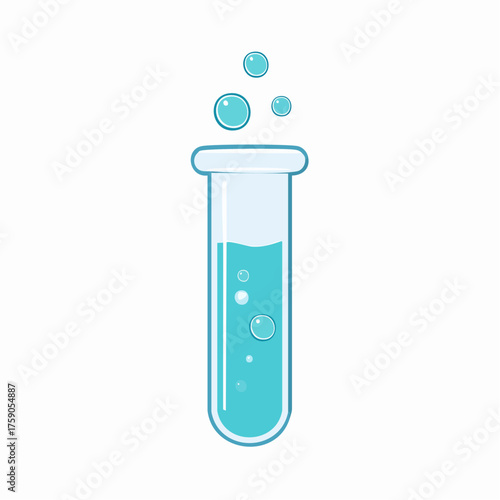 A minimalist illustration of a science beaker containing effervescent aqueous solution