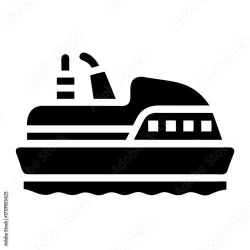 Vector art of silhouette of a hovercraft on the water, a modern mode of transportation