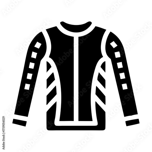 Vector art of a sleek black rash guard, essential for water sports and sun protection