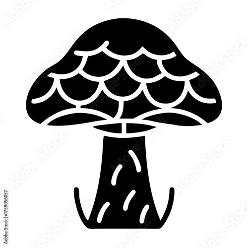 Illustration of a mushroom, a fungus with a cap and stem, a decomposer organism