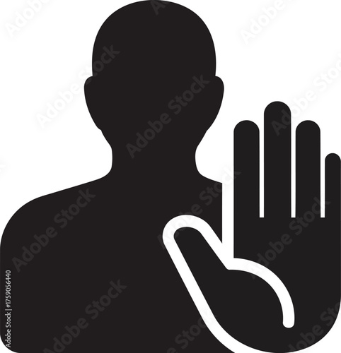 Stop Hand Gesture Icon – Human Warning Symbol Vector Illustration