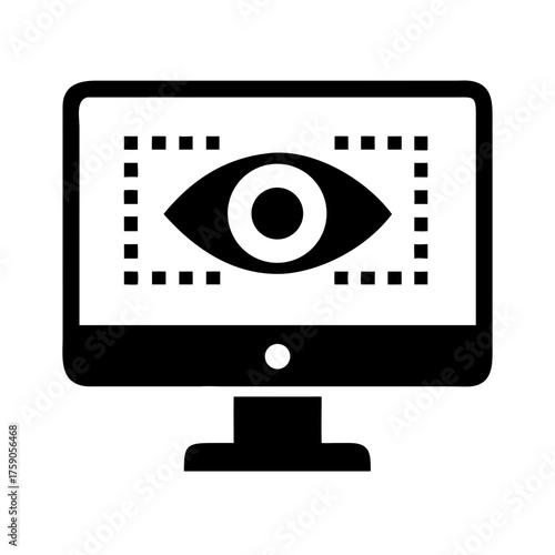 Vector art of eye icon on computer screen symbol of online surveillance and privacy