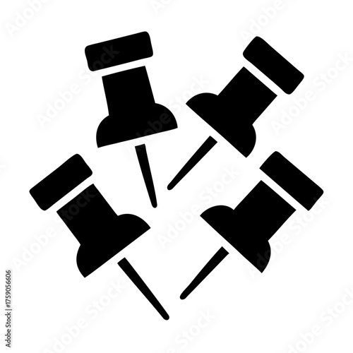 Vector art of group of push pins, representing office supplies and tacking information