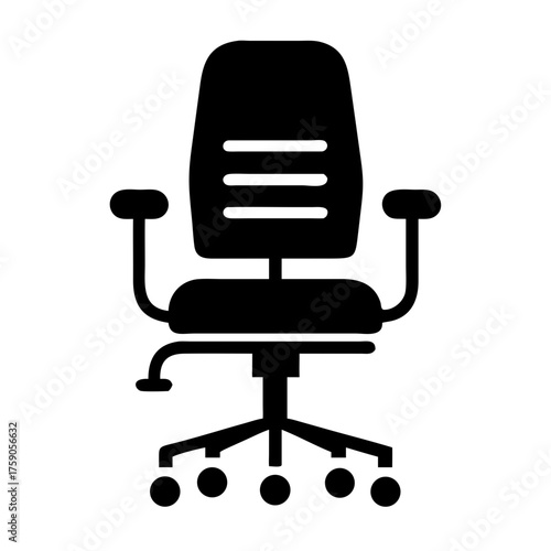 Vector art of adjustable office chair, perfect for maintaining good posture and productivity at work