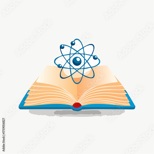 Conceptual illustration depicting a knowledge source with science and educational attributes