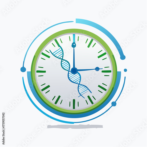 Conceptual illustration depicting the intersection of time, science, and genetic research