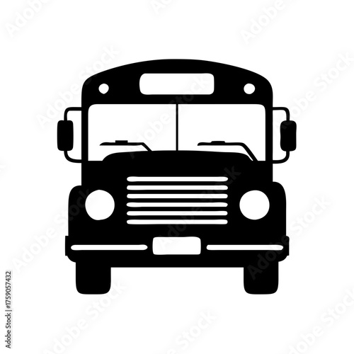 Vector art of front view of a black school bus, a common sight for students and commuters
