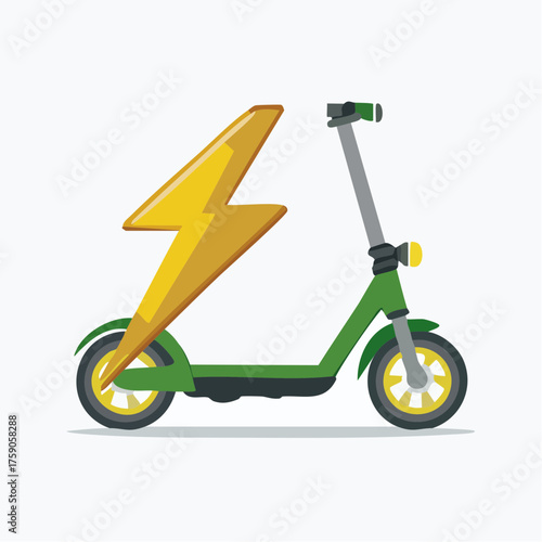 Electric Scooter with Lightning Bolt: Modern Mobility and Energy Efficiency Illustrated