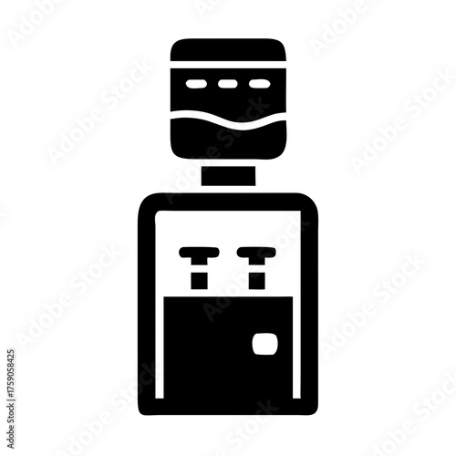 Vector art of black silhouette of a water cooler with two taps office equipment concept