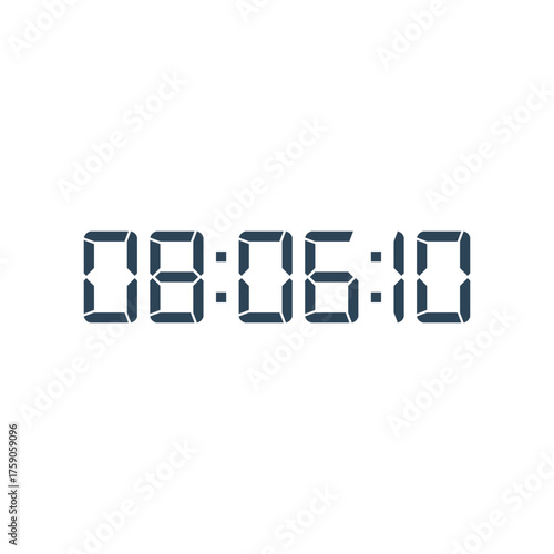 LED digital clock number for counter or calculator mockup design
