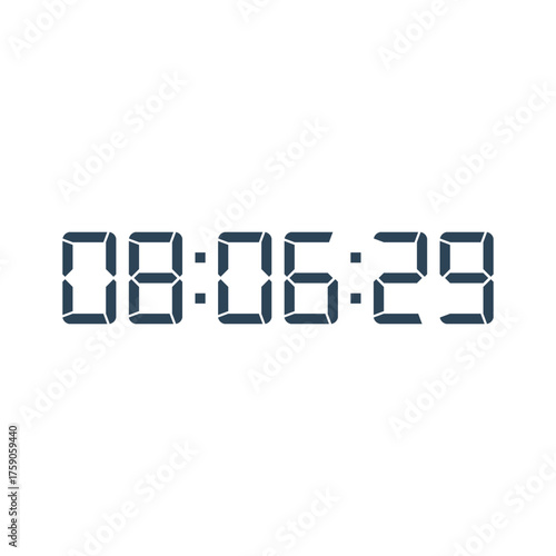 LED digital clock number for counter or calculator mockup design