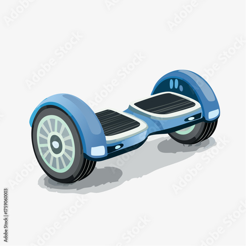 Illustration of a Modern Blue Hoverboard on a White Background for Futuristic Concepts