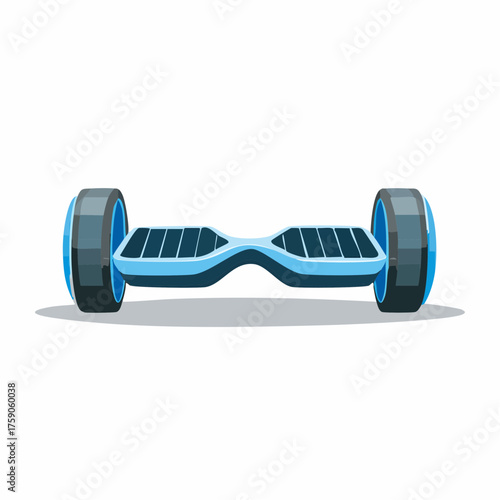 Illustration of a Modern Blue Self-Balancing Electric Scooter on a White Background