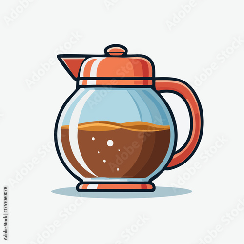 Illustration of a Modern Coffee Pot with Freshly Brewed Coffee Ready to Serve