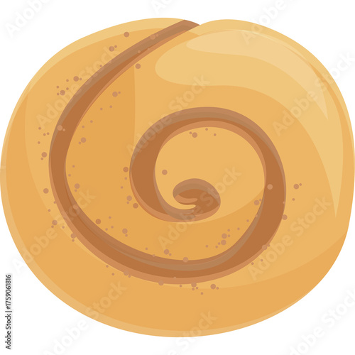 Stylized Cinnamon Roll Icon with Swirl Pattern and Subtle Texture on Transparent Background Simple Baked Goods Graphic