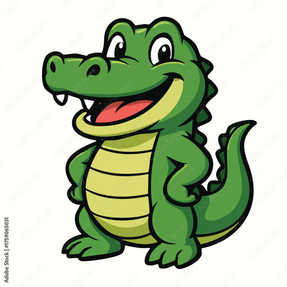 Fototapeta premium Smiling emerald alligator with confident pose