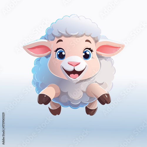 Animated cheerful sheep floating playfully