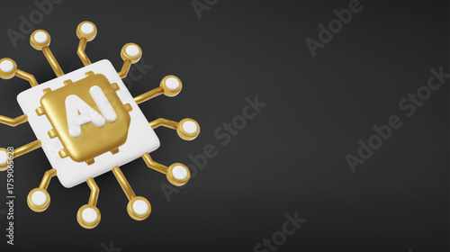 3d Vector AI Chip, AI in science and business, Technology and engineering concept.