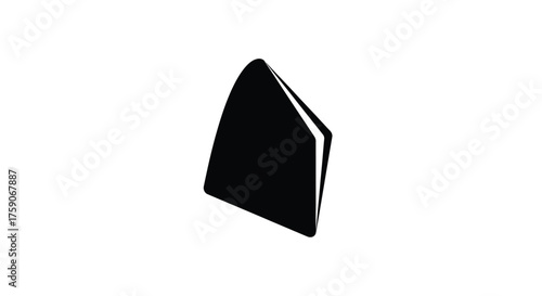 A simple black geometric shape resembling a stylized arrowhead or triangle