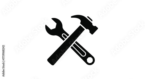 A crossed wrench and hammer icon representing tools and repair work