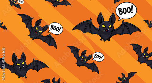 Spooky Halloween Wallpaper Featuring Adorable Bats Saying Boo! A Whimsical Design
