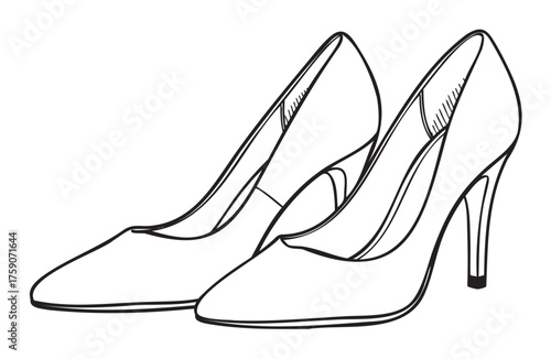 Black outline vector icon of a pair of high-heeled shoes, featuring a sleek, elegant design for fashion and apparel concepts.