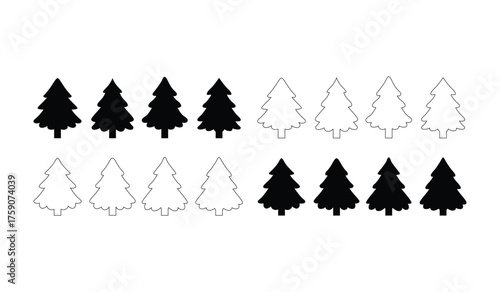 christmas tree vector icon set collection design template 