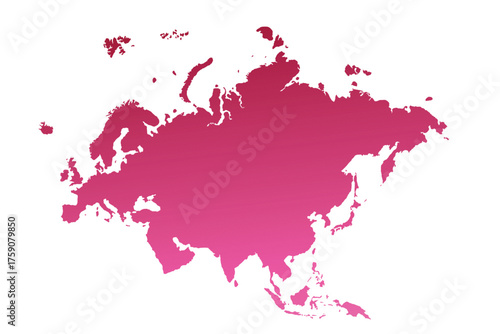 Map of Eurasia, sign silhouette. World Map Globe. Vector Illustration isolated on transparent background. Europe and Asia continent.