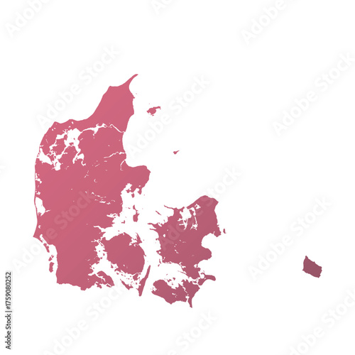 Map of Denmark, sign silhouette. World Map Globe. Vector Illustration isolated on white background. Europe continent.