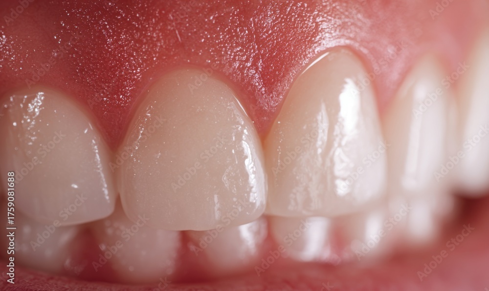 Fototapeta premium Close-up view of healthy, white teeth in a bright smile.