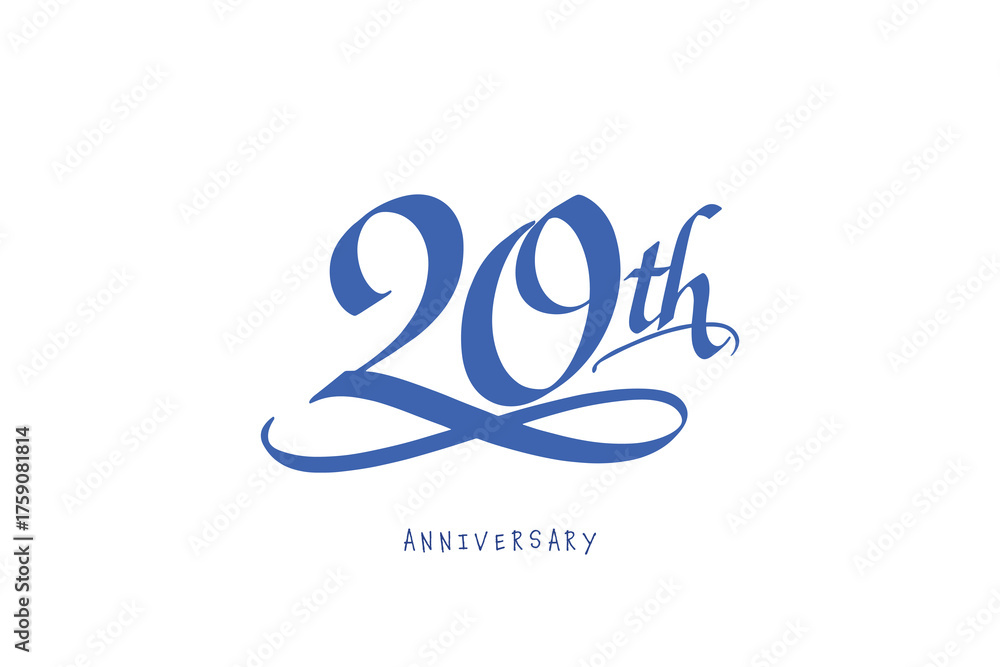 Fototapeta premium 20th Anniversary Blue Calligraphy Logo Typography Design