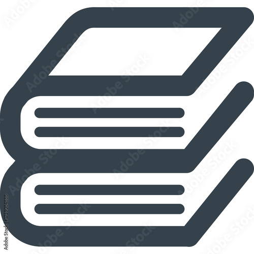 Stack Of Two Books Icon Representing Knowledge Education And Learning With A Simple Dark Blue Outline On A Transparent Background
