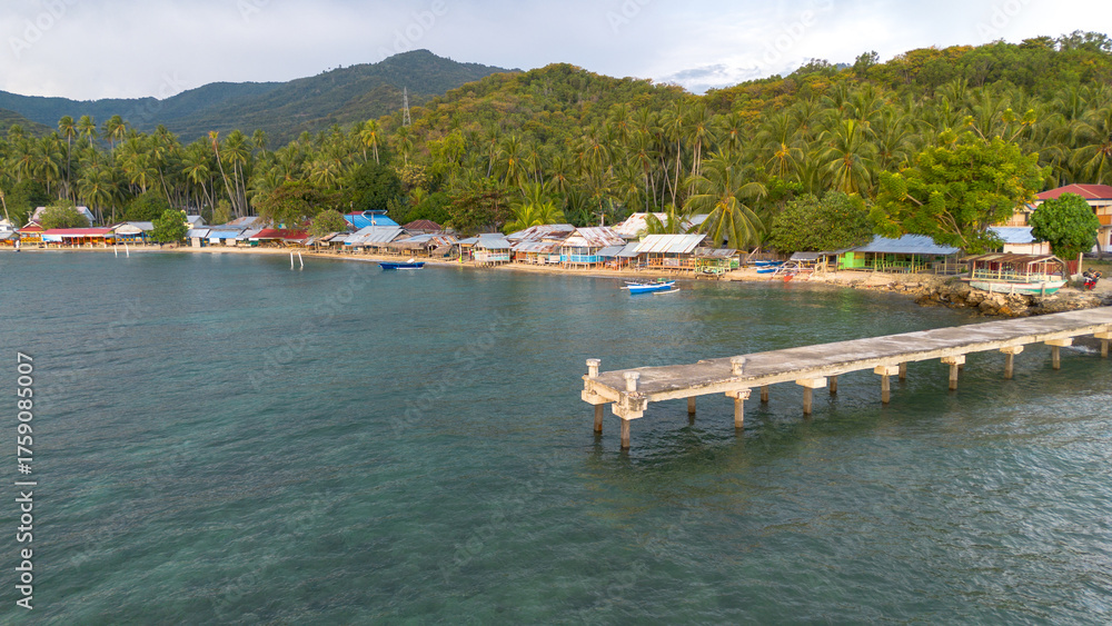 Fototapeta premium Aerial View of Tropical Beachfront Resort