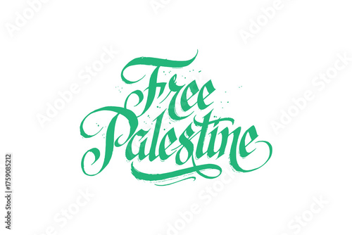 Free Palestine Calligraphy Lettering Green Brush Strokes