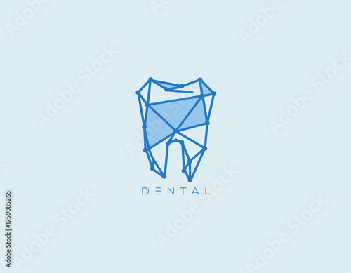 This image showcases a minimalistic dental logo design, emphasizing health, care, and professionalism with a geometric style representing a tooth in a unique way.