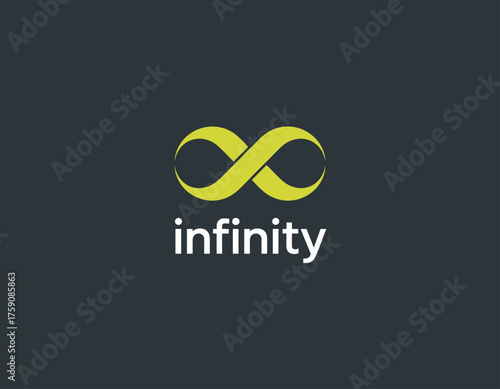 This sleek infinity symbol, adorned with black and green tones, embodies eternal possibilities and continuity, radiating strength and modernity in an artistic representation.