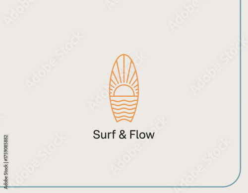 This image features a vibrant surfboard logo symbolizing adventure, freedom, and the essence of enjoying the waves in a visually appealing and modern design.