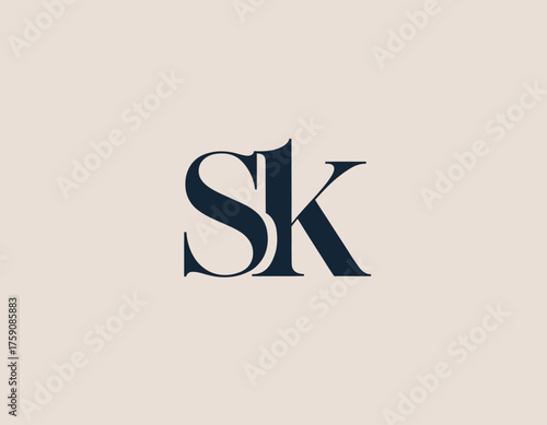 An artistic representation of the SK logo with elegant serif typography that signifies professionalism, making it ideal for upscale branding in various industries.