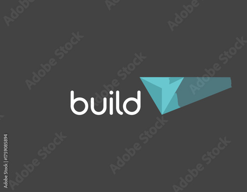A sleek logo for 'build' featuring a geometric triangular design, symbolizing strength and innovation in the construction or architectural industries.